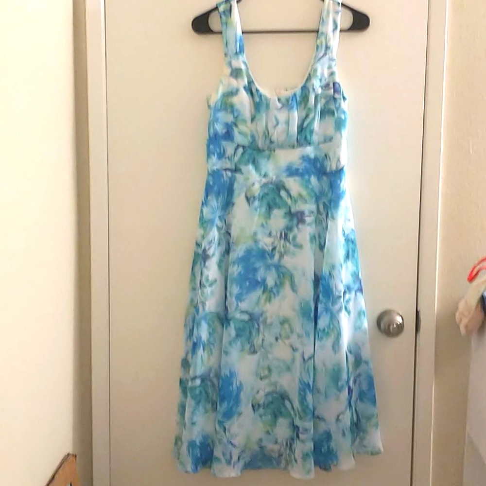 Blue floral watercolor dress